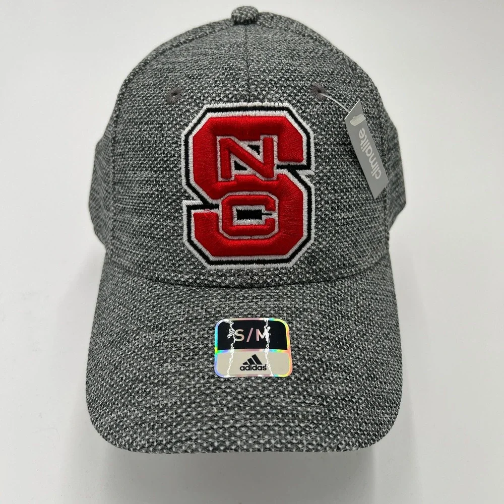 Adidas NC State Wolfpack Climalite Baseball‎ Cap Size S M Gray Red Embroidered